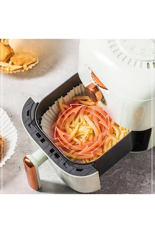50 Adet 20 Cm Air Fryer Pişirme Kağıdı Tek Kullanımlık Yağ Geçirmez Yuvarlak Tabak Model Pvc Çok Renkli