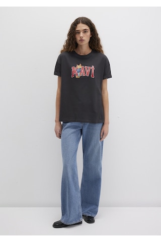 Mavi - Kedi Logo Baskılı Antrasit Tişört 1613285-70087 Antrasit