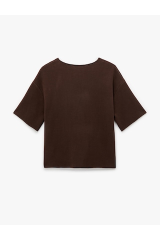 Koton Regular Fit Kısa Kollu Bisiklet Yaka Basic Tişört Kahverengi 6sak50197ek Kahve