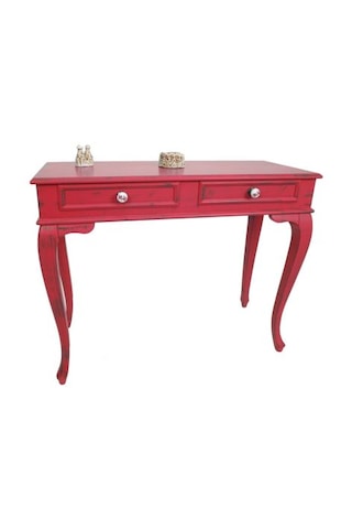 120 Cm Çekmeceli Kırmızı Eskitme Dresuar & Makyaj Masası Kırmızı
