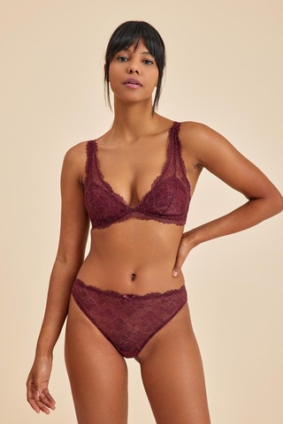 Amarelle Roma Bordo Balensiz Dantelli Dolgusuz Üçgen Bralet Sütyen bordo