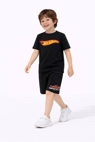 Miniko Kids Erkek Çocuk Hot Wheels Modelli Pamuk Şortlu Takım Siyah