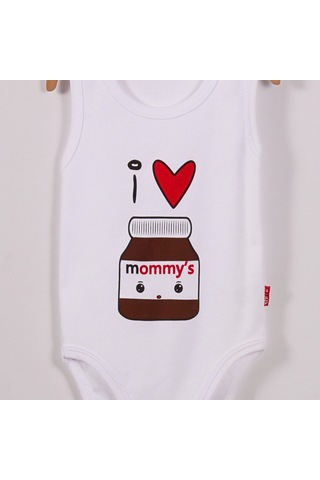 Yeni Doğan 3-12 Ay Mommy's Çikolata Askılı Unisex Body Beyaz Beyaz