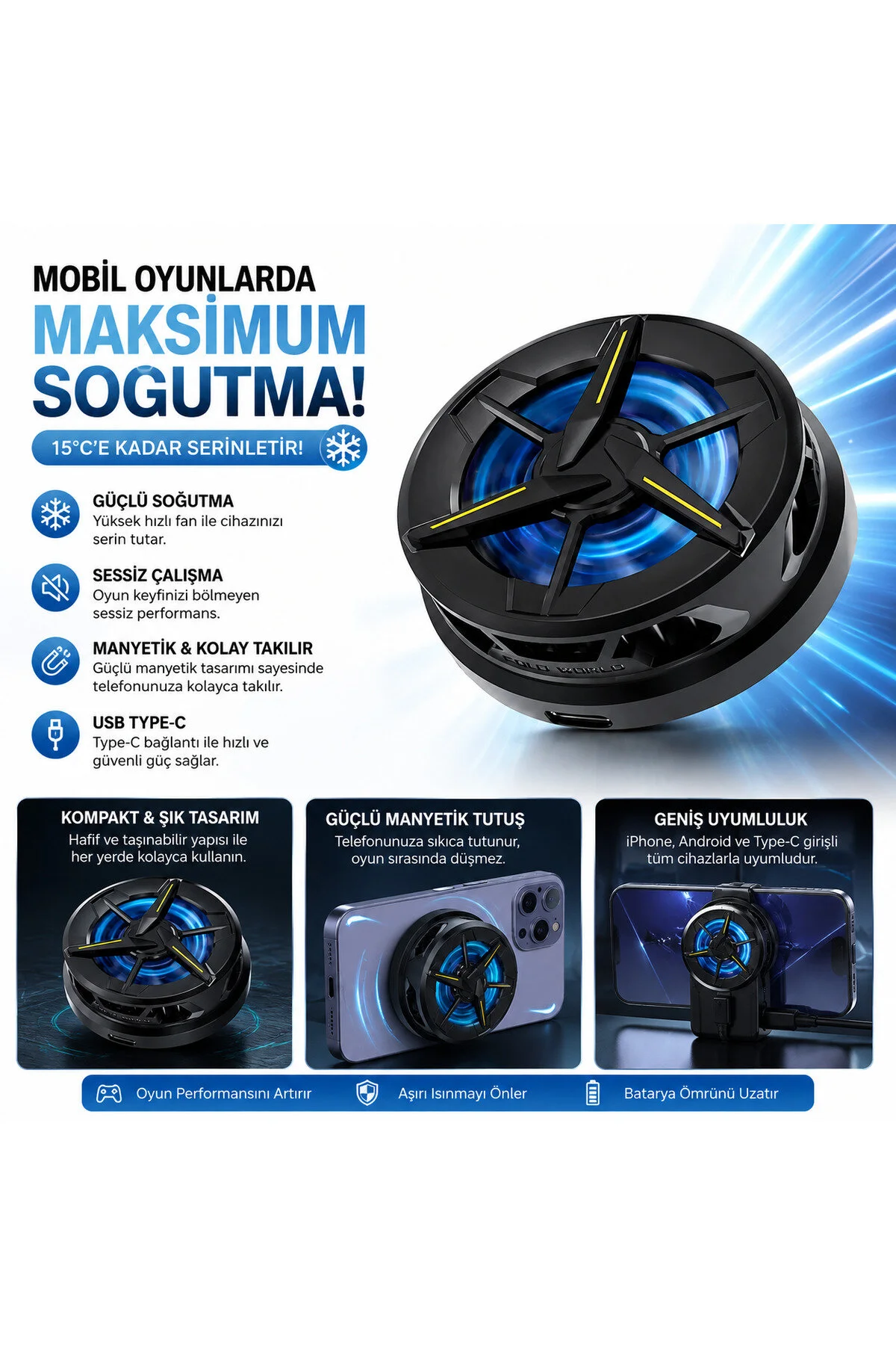 Cx-01 Mıknatıslı Manyetik Magesafe Cep Telefon Soğutma Fanı Radyatör Soğutucu