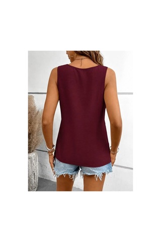 Butik İstanbul Kadın Askılı V Yakalı Aerobin Bluz Bordo