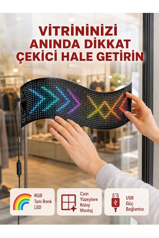 Usb Girişli Rgb Led Tabela Ayarlanabilir Parlaklık Ve Kayan Yazı Özellikli Çok Renkli 90104081