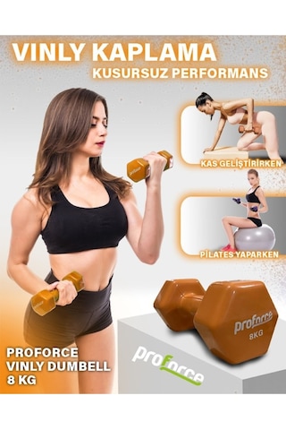 Proforce Vdb Dışı Vinil Kaplı Içi Çelik Döküm Ağırlık Dambıl Kırmızı 8 KG