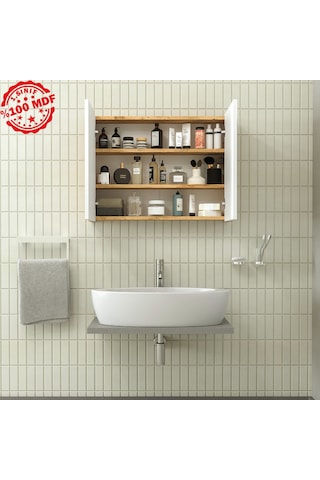 Roomart Ad7 Kulpsuz Çift Kapaklı Ahşap-Mat Beyaz Mdf 80 Cm Beyaz
