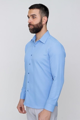 Efor Slim Fit Pamuk Saten Klasik Koyu Mavi Gömlek Gk 624 Mavi