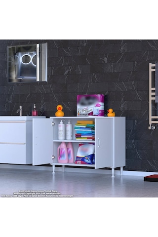 Modilayn Söke 100x75x32,5 Cm Lik Küçük Alanlar İçin Akıllı Çözümler 2 Kapaklı 2 Göz Raf Dolap Beyaz