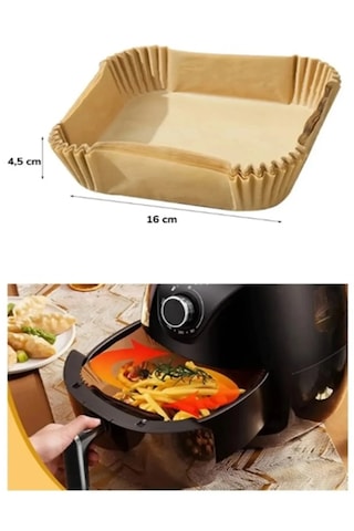Büyük Boy Fritöz Pişirme Kağıdı Air Fryer Xl-xxl Uygun Kare Tabak Model 50 Adet