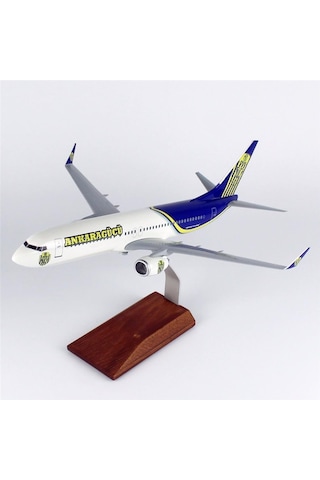 Thy041 1/100 Ölçek, Thy Ankara Gücü Logolu B737-800 Yolcu Uçağı, Sergilemeye Hazır Ahşap Standlı Model-56291