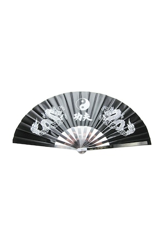 Lemestar Stainless Steel Çerçeveli Nylon Kumaşlı Katlanabilir Tai Chi Fan - Spor, Dans, Gösteri İçin Siyah Kung Fu Flap