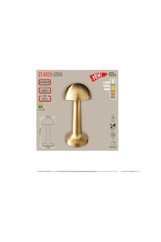 Lizbon Gold 3 Işık Renkli Şarjlı Dim Edilebilir Masa Lambası Ct-8 Diğer