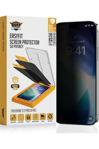 Buff Apple Uyumlu iPhone 17 - Şeffaf Kılıf + Ekran Koruyucu + Lens Koruyucu Privacy