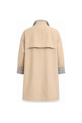 5in1Canpolat Bej Ekose Detaylı Trençkot 02496