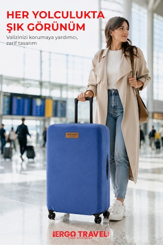 Viscofoam Valiz Bavul Koruma Kılıfı Kadife Kılıf Orta boy - Lacivert Ergo Travel