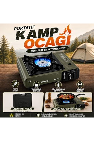 Portatif Kamp Ocağı Kartuşlu Tekli Ocak Piknik Kamp Ve Karavan İçin Taşınabilir Çok Renkli