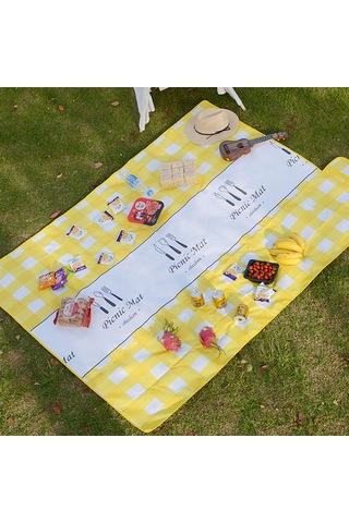 Maiyame Nordik Desenli Kalın Oxford Kumaşlı Katlanabilir, Taşınabilir, Islaklığa Dayanıklı Dış Mekan Piknik Battaniyesi Sarı 150x200 Cm Çok Renkli