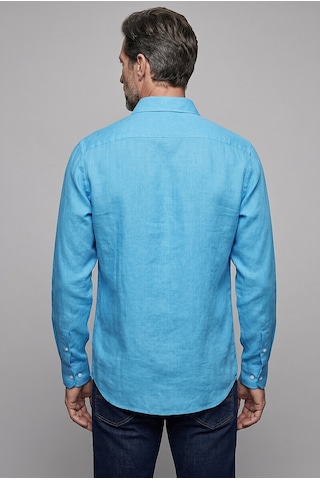 Bisse Mavi Regular Fit Keten Cepsiz Düğmeli Paşa Yaka Sedef Açık Gömlek Gmktn250011 D33 Açık Mavi