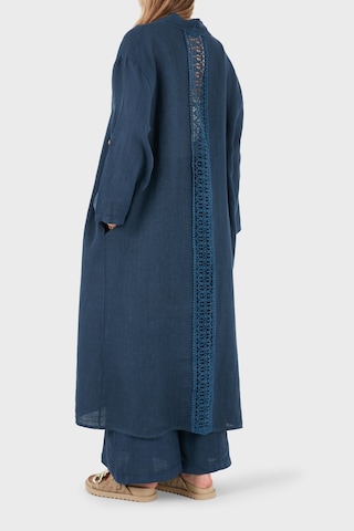 Via Dante % 100 Keten Dantel Ve Brode İşleme Detaylı Kimono Bayan Kimono 7183821 Lacivert