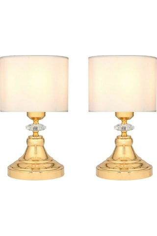 2 Adet Masa Lambası Gece Lambası Komidin Üstü Abajur Gold Krem