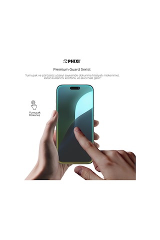 Phixi Premium Guard Parlak Cam Ekran Koruyucu Apple Uyumlu iPhone 13 Pro Antistatik, Su Tutmaz, Tam Kaplama