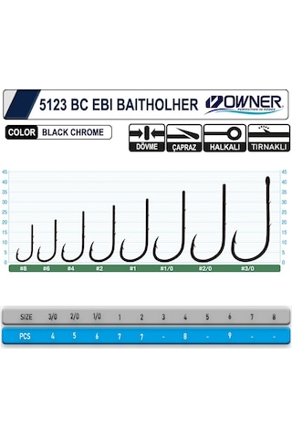 Owner 5123 Ebi Baitholder Tırnaklı Delikli İğne 3/0 4 Adet Siyah