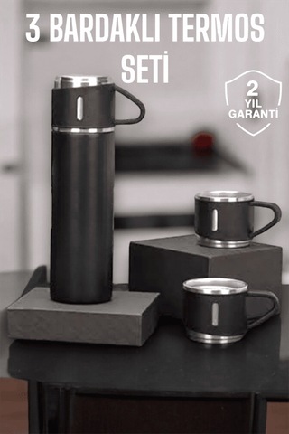 3'lü 500 Ml Kapasiteli Vakumlu Basınçlı Termos Seti Uucztermosseti3 Çok Renkli