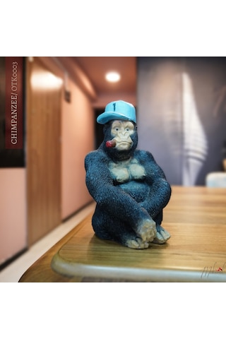 Benzersiz Şapkalı Goril Figürü El Yapımı Koleksiyonluk
