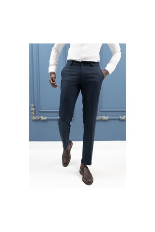 Notra Slimfit Pamuklu Kendinden Çizgili Mevsimlik Kumaş Pantolon Lacivert
