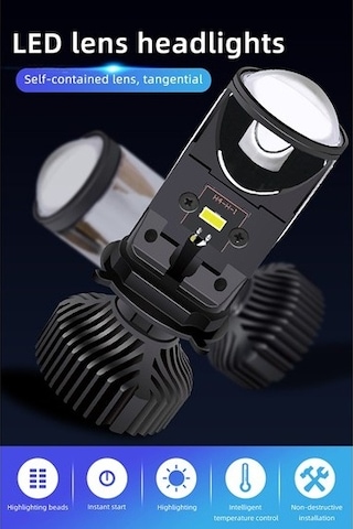 Gorgeous 60 W/çift Lamba H4 Led Mini Projektör Lens Otomobil Ampul 8000lm Dönüşüm Kiti Hi/lo Işın Far Rhd Lhd Sağ Siyah