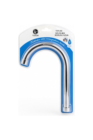 Tudor Tdr-286 Kuğu Uzun Delta Mix Batarya Borusu - Evye Ve Lavabo, Krom Kaplama, Süzgeçli Uç, Vakumlu