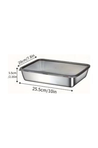 Saklamakabı Paslanmaz Çelik Fırın Kabı 25x20x5 Cm Tezgah Üstü Mutfak Gereci Gıda Koruma