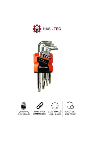 9 Parça Yıldız Alyan Anahtar Seti Parlak Nikel Kaplama, Profesyonel Torx Anahtarlar, Alyan Set