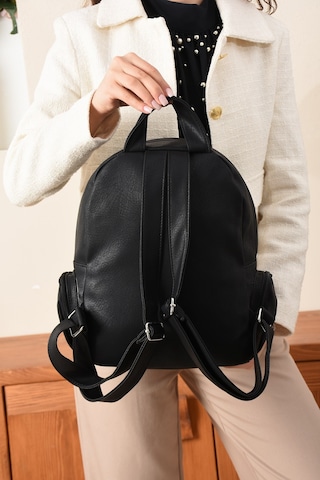 Just Polo Kadın Eskitme Suni Deri Çok Cepli Günlük Sırt Çantası Pbu3000 Siyah