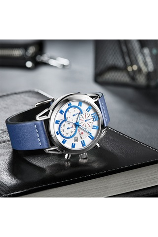 Mızums Erkek İş Saati Moda Alaşımlı Kasa Deri Bantlı Saat Zarif 3 Atm Su Geçirmez Kuvars Bilek Saati Beyaz Yüzeyli Gümüş Kasa Diğer