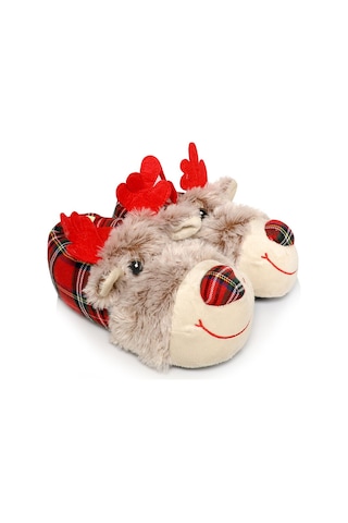 Twigy Geyik Erkek Hayvanlı Panduf Gri 41/46 AA0628 Gri