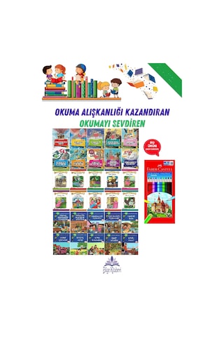 3. Sınıf Okuma Alışkanlığı Kazandıran Okumayı Sevdiren 30 Kitap + Kuru Boya Kalemi Hediyeli
