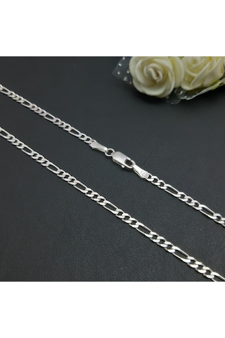 Bir Gümüş Aşkı 925 Ayar Gümüş 3 MM Figaro Model Erkek Zincir Kolye