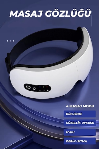 Robo Isıtmalı Titreşimli Göz Masaj Aleti Cihazı Beyaz