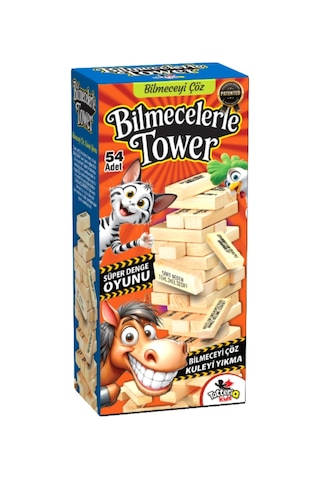 Bilmecelerle Tower Cezalı Jenga Keyifli Denge Oyunu 54 Parça