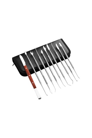 Teltree 10 Parçalı Paslanmaz Çelik Diş Mumu Oyma Seti - Taşıma Çantalı Çok Amaçlı Dental Araçlar