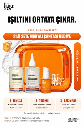 The Simple Plan Juice Up C Vitamini Işıltı Bakım Seti - Serum + Tonik + Temizleyici Çanta Hediyeli 3'lü