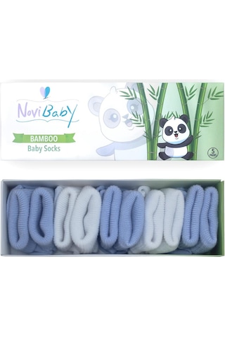 Novibaby 5'li Bambu Yenidoğan Bebek Çorabı I Bluemy I 0-6 ay "Karışık Renkli"
