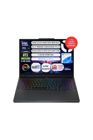 Lenovo Legion 5 15IAX10 83F00087TR Ultra 7-255HX 32 GB 1 TB SSD RTX5070 15.1" W11H Dizüstü Bilgisayar
