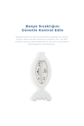 Babyjem Cıvasız Balık Banyo Oda Termometresi Beyaz