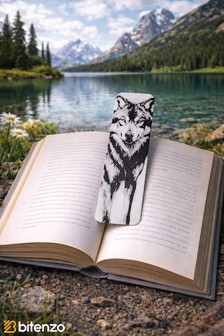 Kurt Figürlü Siyah-beyaz Kitap Ayracı