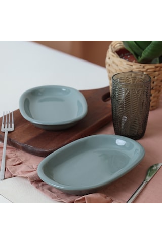 Keramika Yeşil Hitit Kayık Tabak 22 Cm 2 Adet 326
