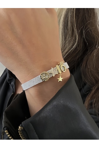 Eva Takı Store Mesh Charm Yıldız Yüzük Çelik Bileklik Gümüş